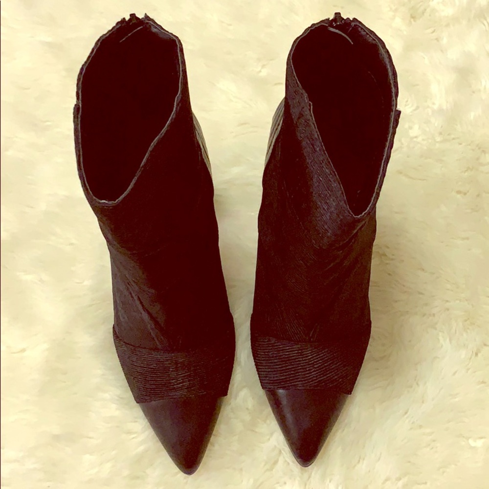 Black Leather and Suede Booties